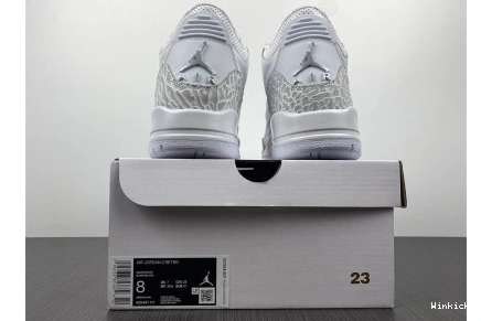 PS 429487-111 AIR WHITE' 3 RETRO 'TRIPLE JORDAN 0818
